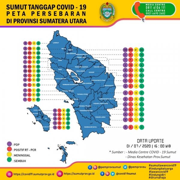 Peta Persebaran 01 Juli di Provinsi Sumatera Utara 
